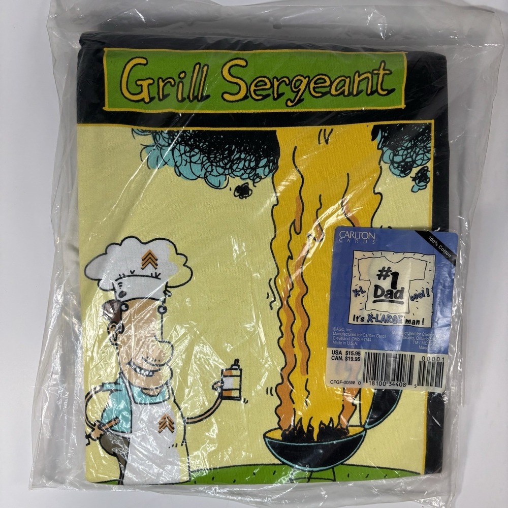 Vtg Grill Sergeant Funny Grilling Dad White T Shirt Size XL Father's Day Bday